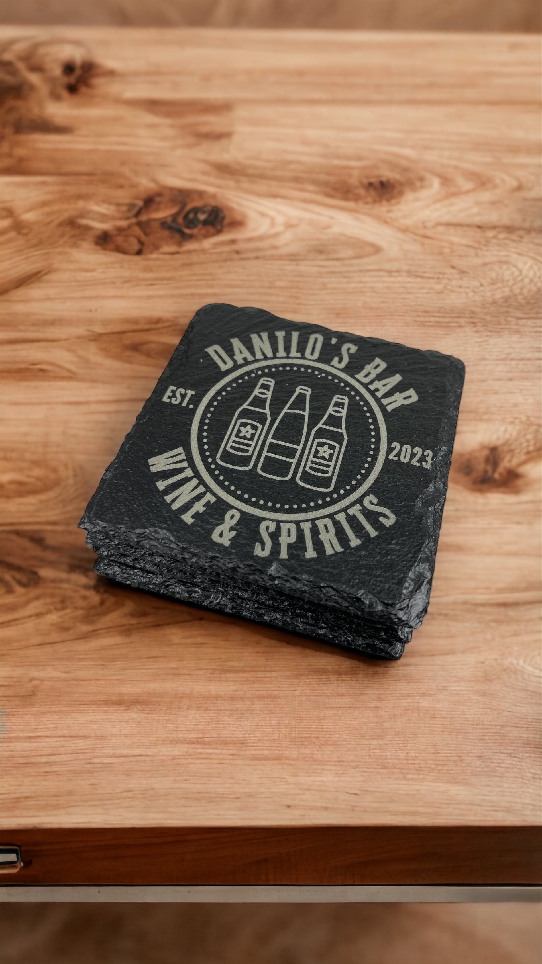 PERSONALIZED ROUND OR SQUARE SLATE COASTERS