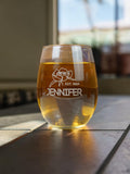 PERSONALIZED LASER ETCHED STEMLESS GLASSES