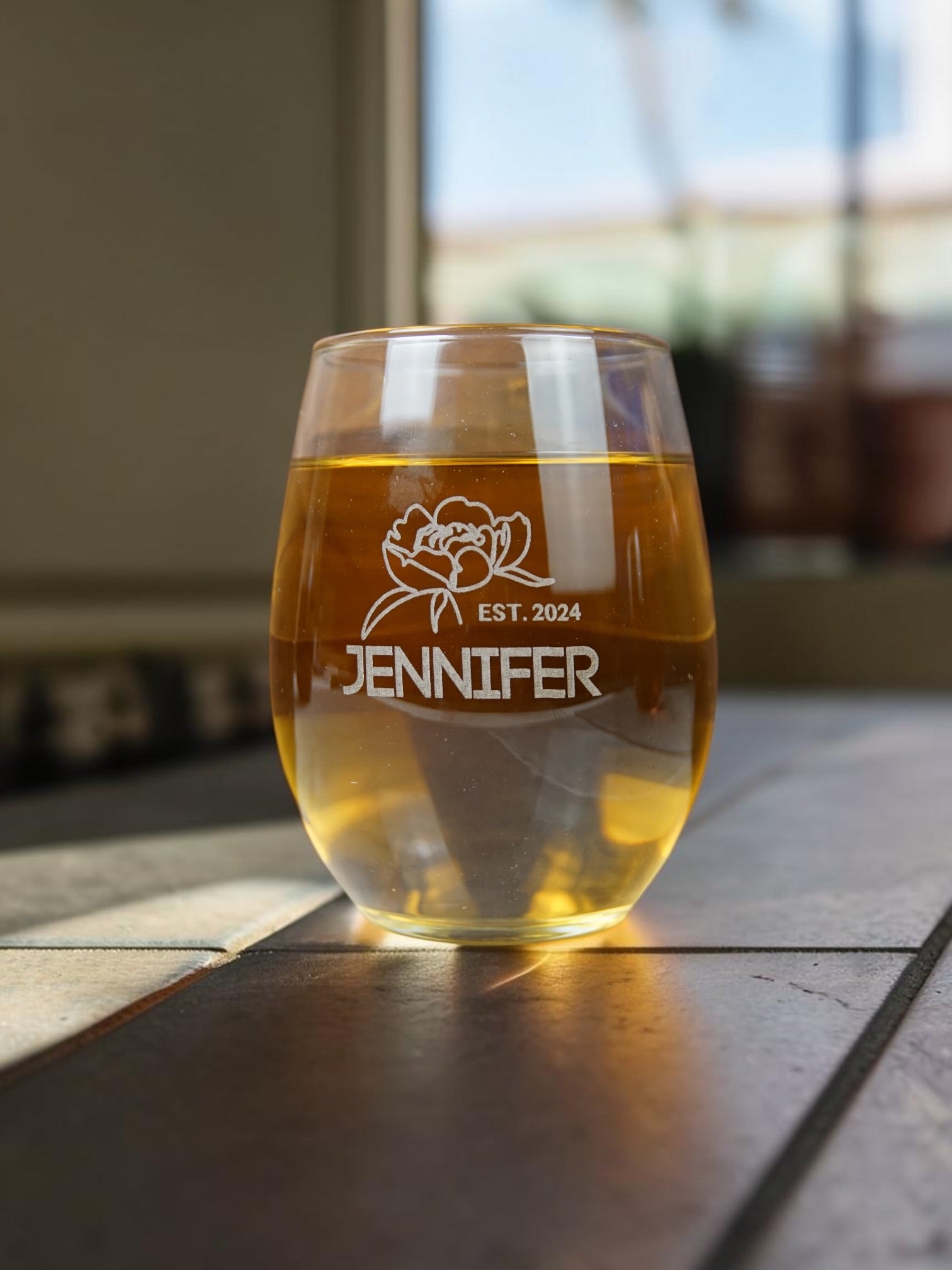 PERSONALIZED LASER ETCHED STEMLESS GLASSES